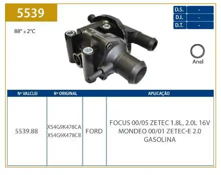 VALVULA TERMOSTATICA FOCUS 1.8 2.0 16V 2000 A 2005 ZET COMPL