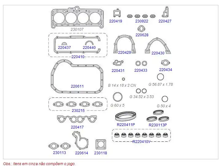 JUNTA MOTOR KOMBI DIESEL 1.6 8V C/RETENTOR S/JUNTA CABECOTE