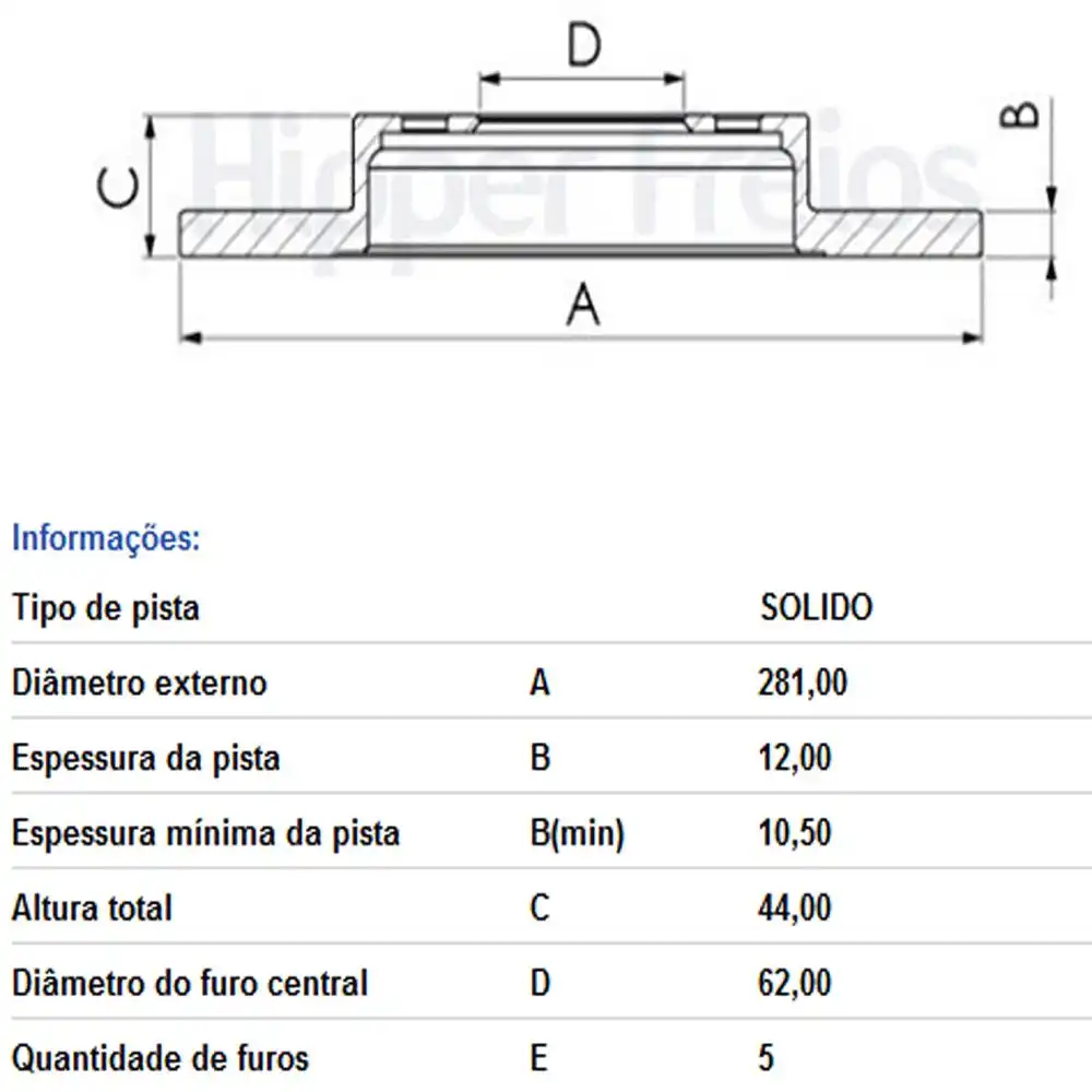DISCO FREIO TRASEIRO TOYOTA RAV4 2.5 2018 ACIMA SEM CUBO