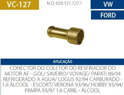 TUBO CONEXAO DAGUA CABECOTE GOL 1.6 1990 A 1994 AE
