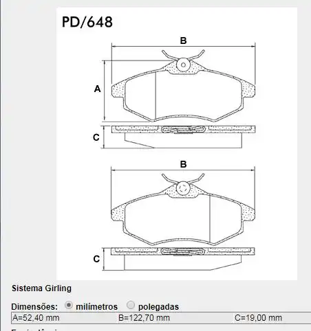 PASTILHA FREIO DIANTEIRA CITROEN C3 1.4 2003/ SISTEMA LUCAS