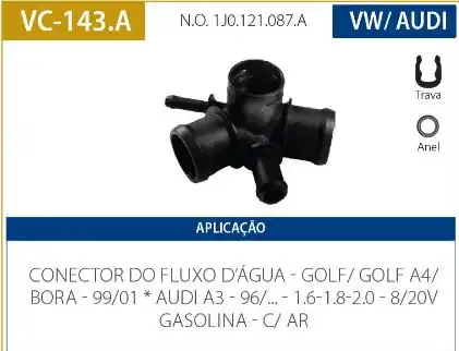 TUBO CONEXAO DAGUA GOLF 1.6 1.8 1999/ COM AR CONDICIONADO