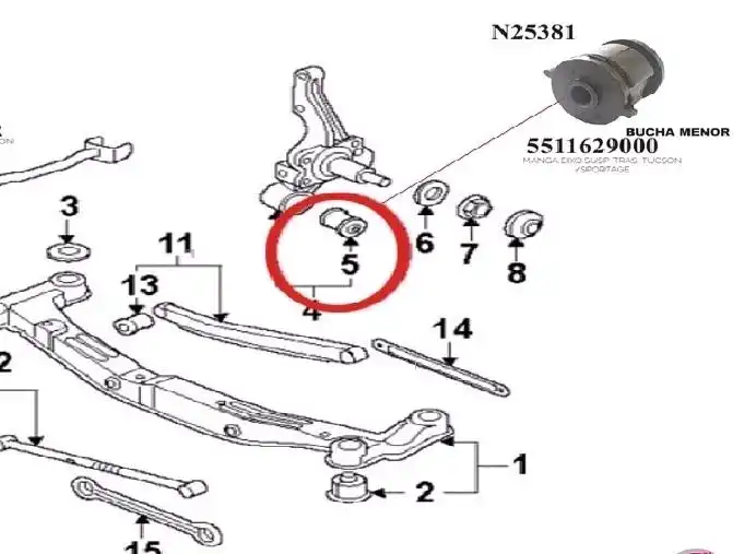 BUCHA TIRANTE TRAS HYUNDAI TUCSON 05/ PTE TRAS