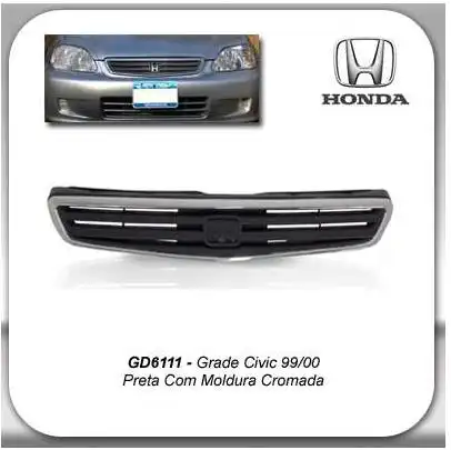 GRADE RADIADOR HONDA CIVIC 99/00 PRETA MOLDURA CROMADA