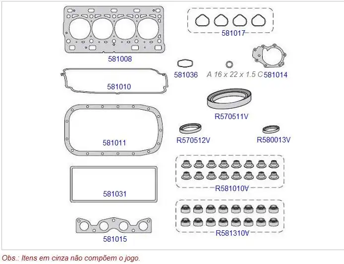 JUNTA MOTOR PEUGEOT 206 1.0 16V CLIO 1.0 16V C/RETENTOR