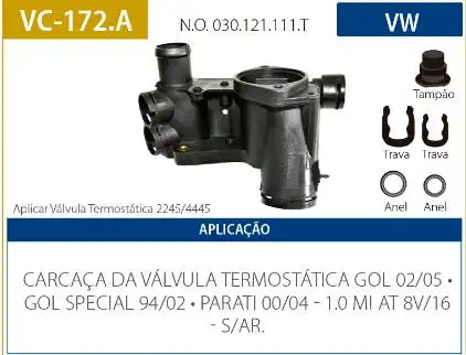 CARCACA VALVULA TERMOSTATICA GOL G2 G3 1.0 8/16V AT S/ AR