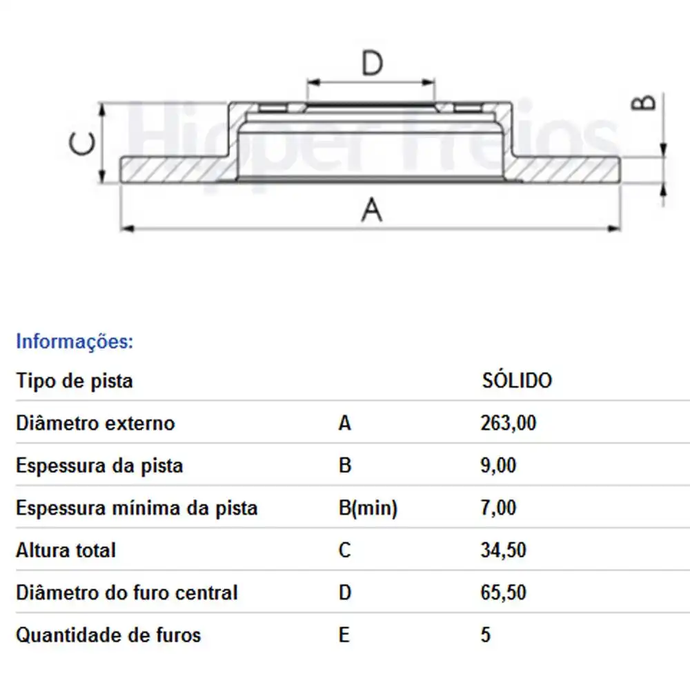 DISCO FREIO TRASEIRO TIGGO 2 2.0 16V 2019 ACIMA SOLIDO