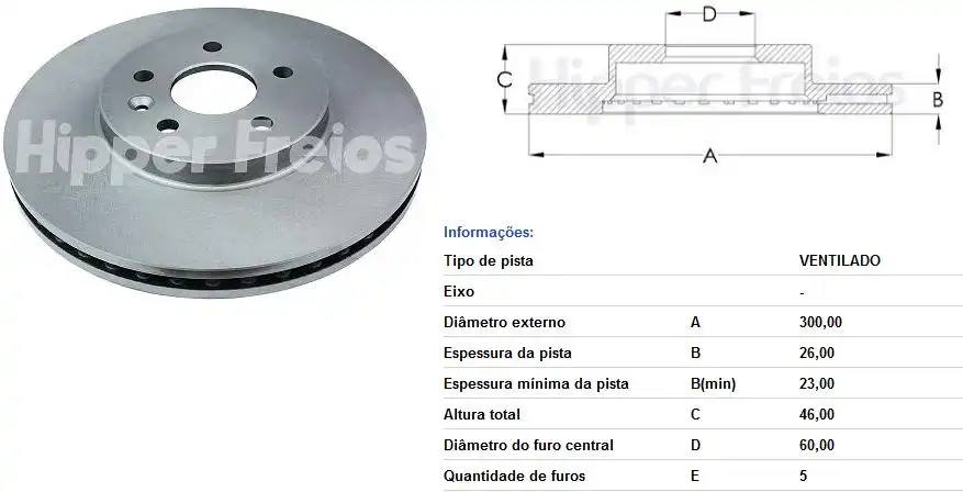 DISCO FREIO DIANTEIRO TRACKER 1.8 2014 A 2016 VENTILADO