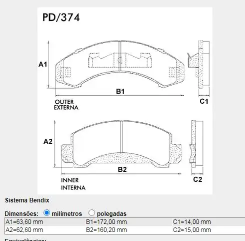 PASTILHA FREIO DIANTEIRA RANGER 2.3 3.0 4.0 1990 A 1994