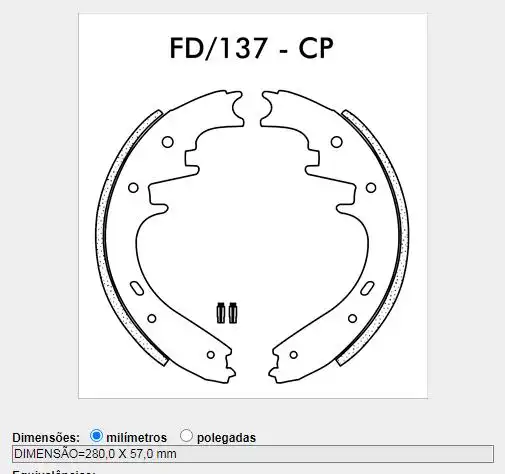 SAPATAS FREIO RANGER 98/ EXPLORER 2001/ TAMBOR 11"