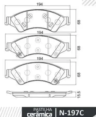 PASTILHA FREIO DIANTEIRA RANGER 2.2 2.5 3.2 2013/ CERAMICA