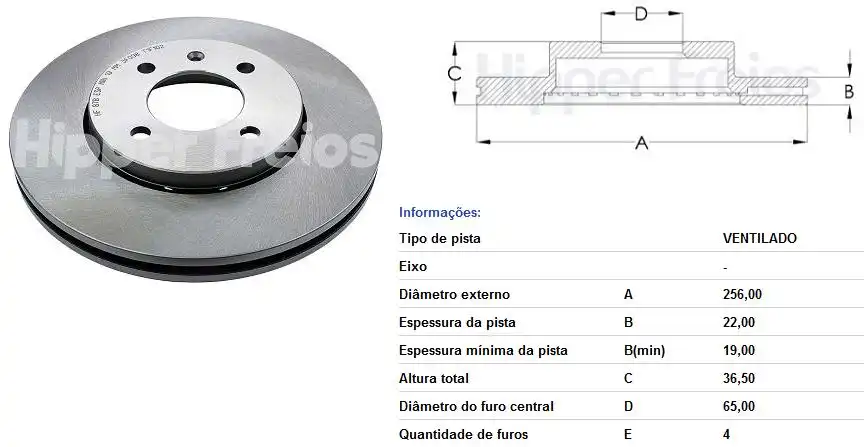 DISCO FREIO DIANTEIRO GOL G6 2013/ VENTILADO 256MM