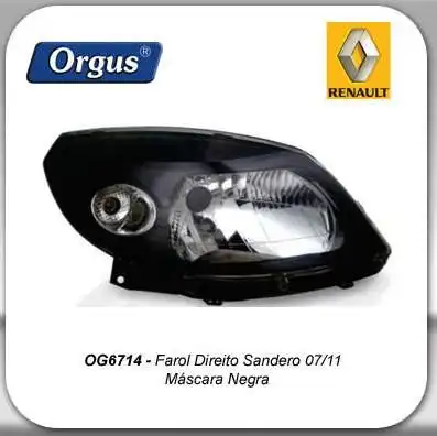 FAROL RENAULT SANDERO 2007/ DIR (MASC NEGRA)