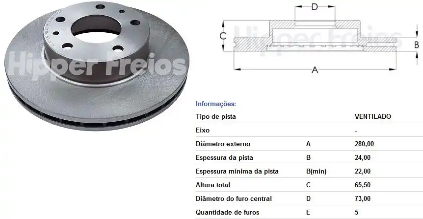 DISCO FREIO DIANTEIRO FIAT DUCATO 2.3 2010/ ARO 15 VENTILADO