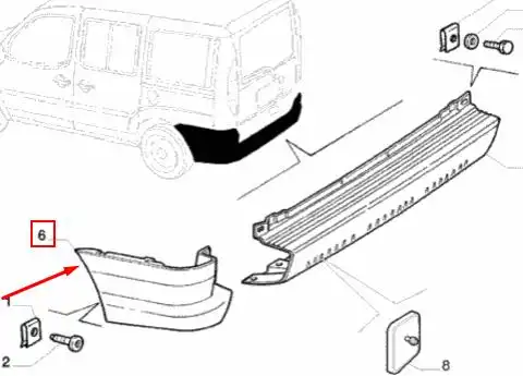 POLAINA TRAS FIAT DOBLO 02/09 ESQ C/ PRIMER