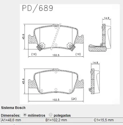 PASTILHA FREIO TRASEIRA TOYOTA COROLLA 2009 A 2019