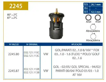 VALVULA TERMOSTATICA GOL G2 1.0 16V 1994 A 2002 MI AT