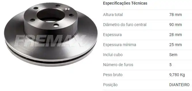 DISCO FREIO DIANTEIRO RENAULT MASTER 2.5 2004 A 2013 VENTILA