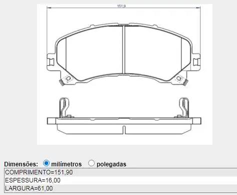 PASTILHA FREIO DIANTEIRA S-10 2.5 2.8 2017 A 2021