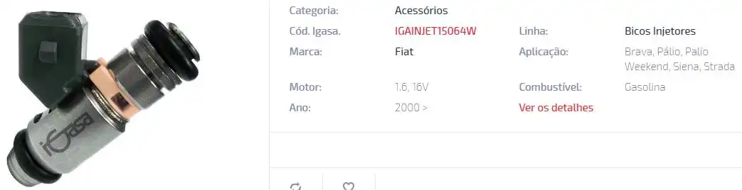 BICO INJ FIAT PALIO SIENA STRADA BRAVA 1.6 16V 01/