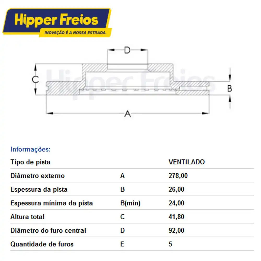 DISCO FREIO DIANTEIRO BONGO 2023 ACIMA VENTILADO