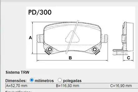 PASTILHA FREIO TRASEIRA FIAT FREEMONT 2.4 16V 2011/ SIS. TRW