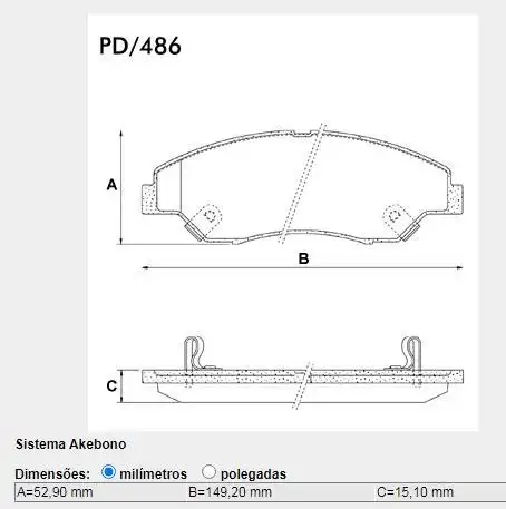 PASTILHA FREIO DIANTEIRA SPORTAGE 2.0 2.2 1999 SISTEMA AKEBO
