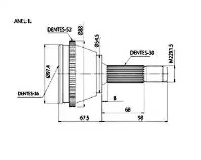 JUNTA HOMOC AZERA 3.3 V6 24V 2007 A 2010 47 DENTES