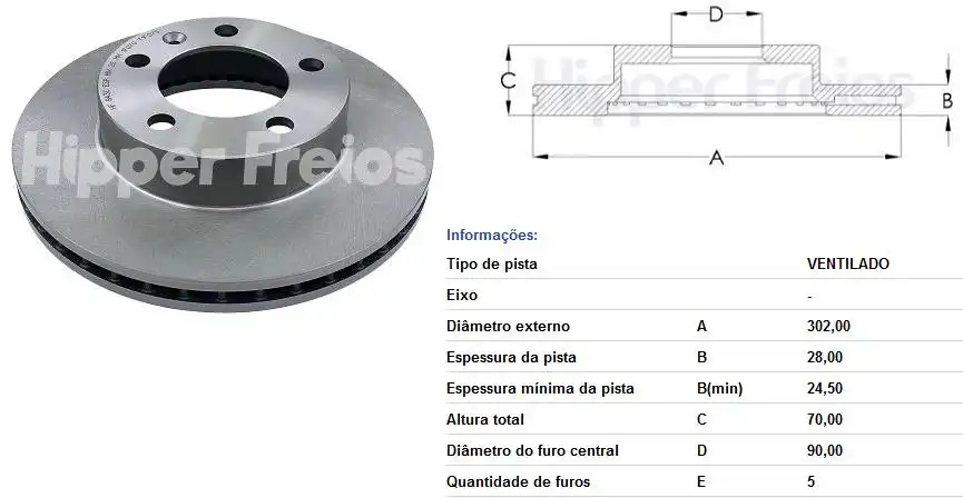 DISCO FREIO DIANTEIRO RENAULT MASTER 2.3 2013/