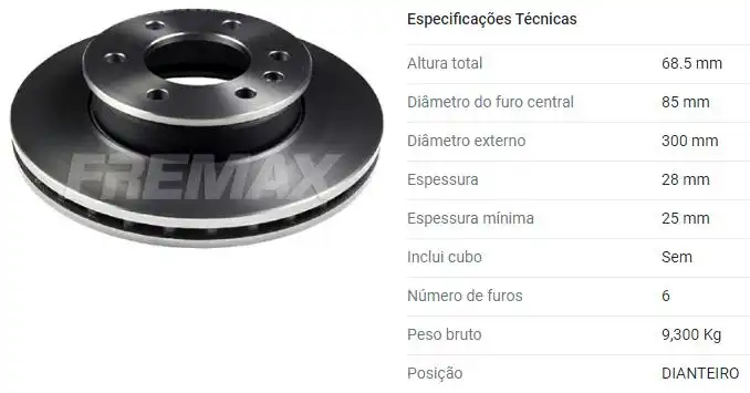 DISCO FREIO DIANTEIRO SPRINTER 310 2009/ VENTILADO