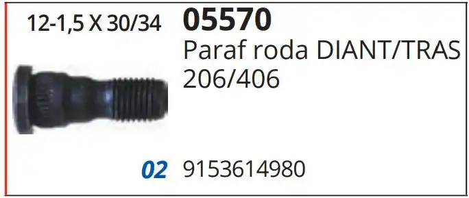 PARAFUSO RODA PEUGEOT 206 406 DIANT/TRAS