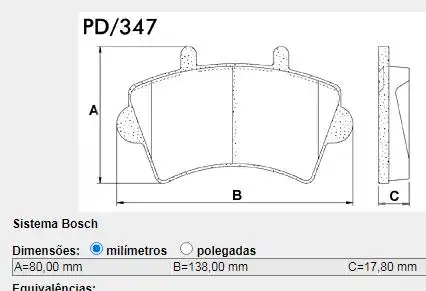 PASTILHA FREIO DIANTEIRA RENAULT MASTER 2000 A 2012
