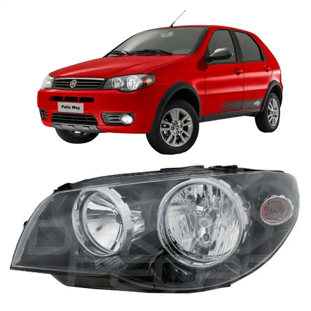 FAROL FIAT PALIO 04/ ESQ C/ MASCARA NEGRA ARO CROMADO