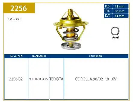 VALVULA TERMOSTATICA TOYOTA COROLLA 1.8 16V 1998/