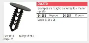 GRAMPO FORRO PORTA FIAT DUCATO MENOR PRETO