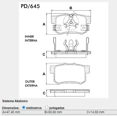 PASTILHA FREIO TRASEIRA HONDA CR-V 2.4 2003 A 2006