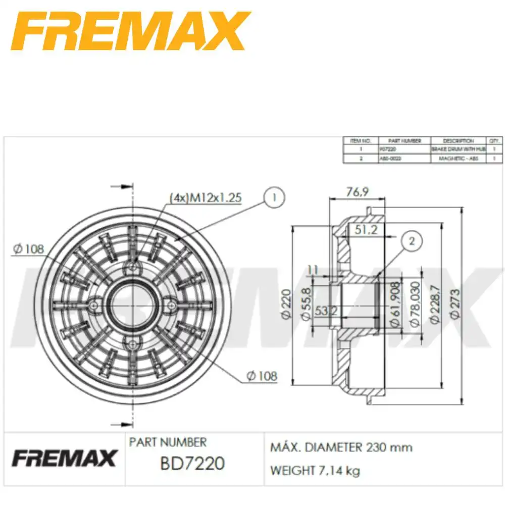 TAMBOR FREIO TRASEIRO CITROEN AIRCROSS 1.6 16V 2012 A 2020