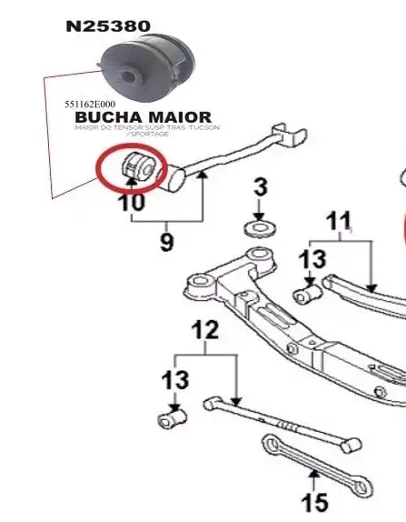 BUCHA TIRANTE TRAS HYUNDAI TUCSON 05/ PART DIANT