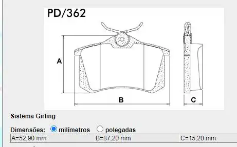 PASTILHA FREIO TRASEIRA GOLF 1.6 8V 2001 A 2014