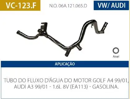 TUBO REFRIGERACAO MOTOR GOLF 1.6 8V 1999 A 2001