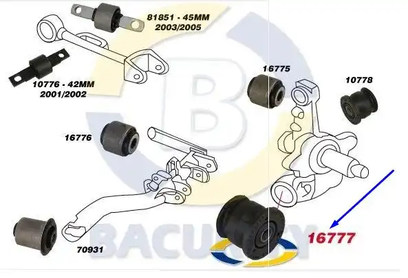 BUCHA BRACO AUX TRAS HONDA CIVIC 01/06 (SUPERIOR) 45,2X46X12