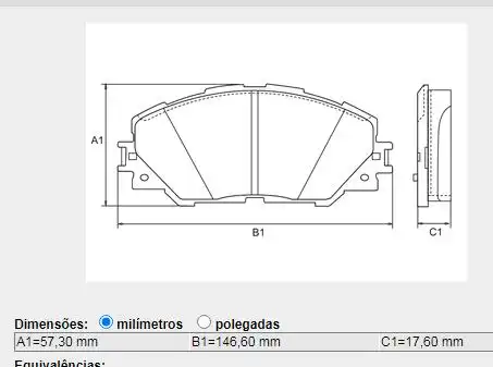 PASTILHA FREIO DIANTEIRA TOYOTA RAV4 2.0 2.2 3.5 2006/