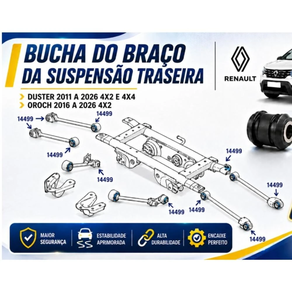 BUCHA BRACO AUX TRAS RENAULT DUSTER 2.0 4X4 2012 A 2021