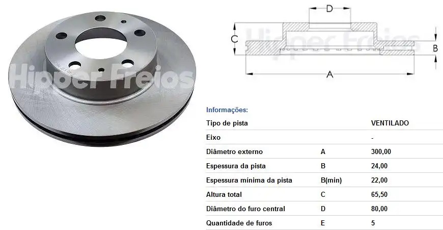 DISCO FREIO DIANTEIRO FIAT DUCATO 2.3 2010/ ARO 16 VENTILADO