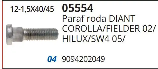PARAFUSO RODA TOYOTA COROLLA 2003/ DIANT