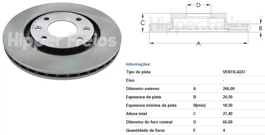 DISCO FREIO DIANTEIRO XSARA PICASSO 2000/ VENTILADO