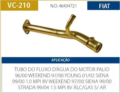 TUBO REFRIGERACAO MOTOR FIAT PALIO 1.0 8V 1996 A 2000 S/ AR