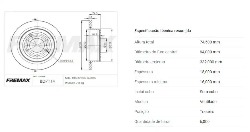DISCO FREIO TRASEIRO MITSUBISH PAJERO FULL 3.2 3.8 2007/