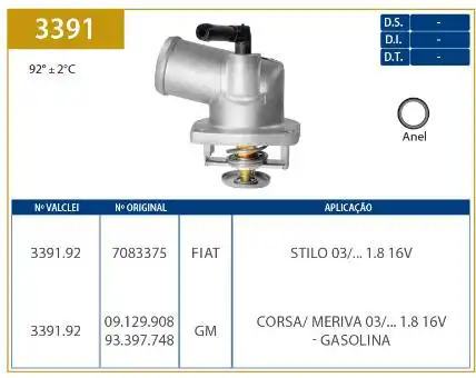 VALVULA TERMOSTATICA FIAT STILO 1.8 16V 2003/ COM CARCACA