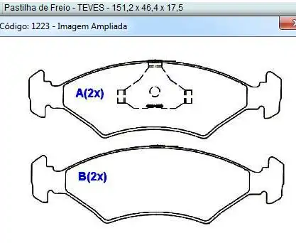 PASTILHA FREIO DIANTEIRA ESCORT 1983/ SISTEMA TEVES
